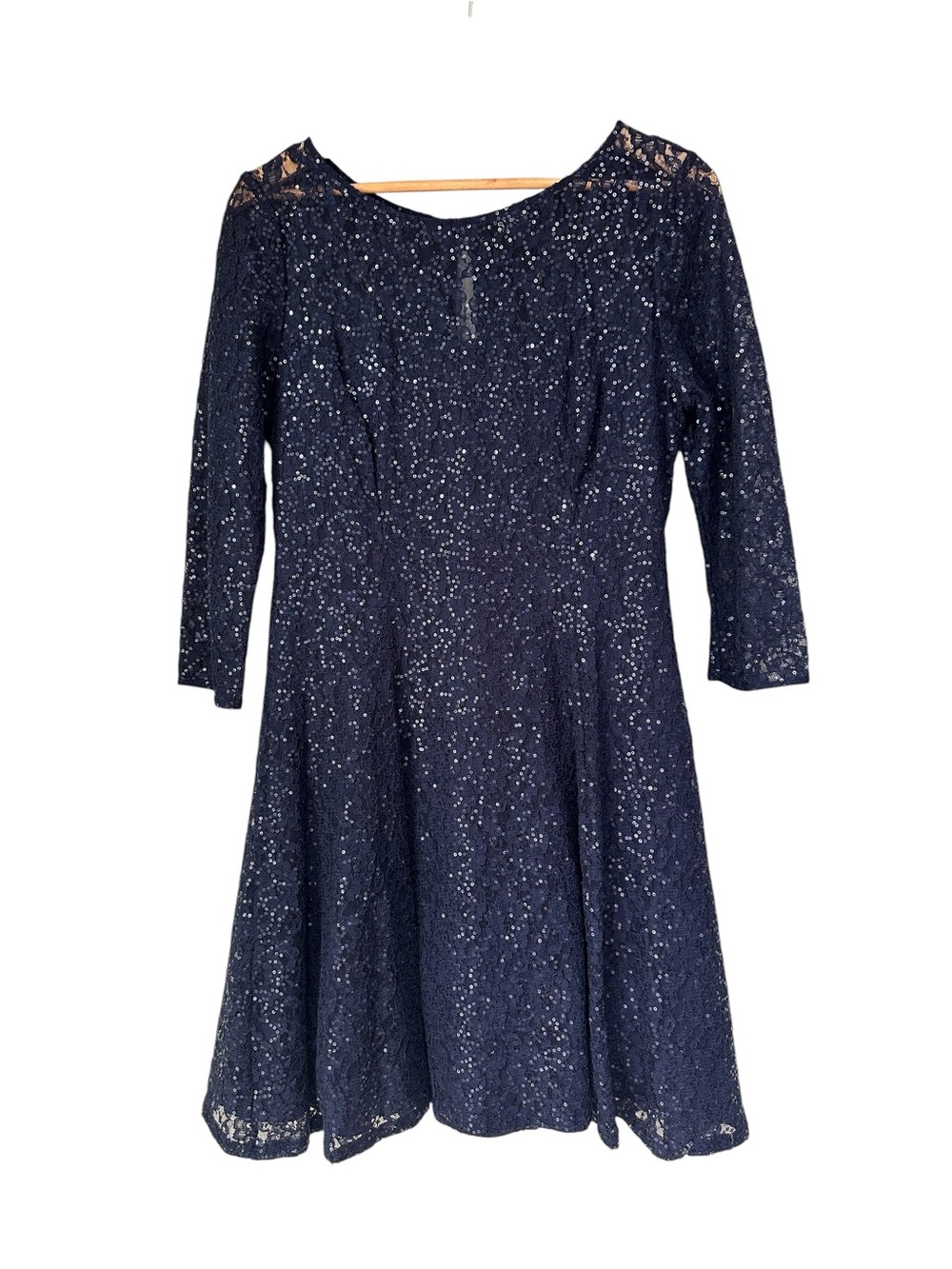 SLNY Navy Blue Lace Sequin Cocktail Dress, Size 10